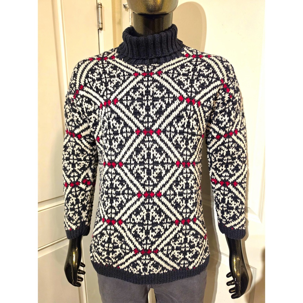 Jones New York Sport Mens S Geometric Knit Turtleneck Pullover Sweater Ramie